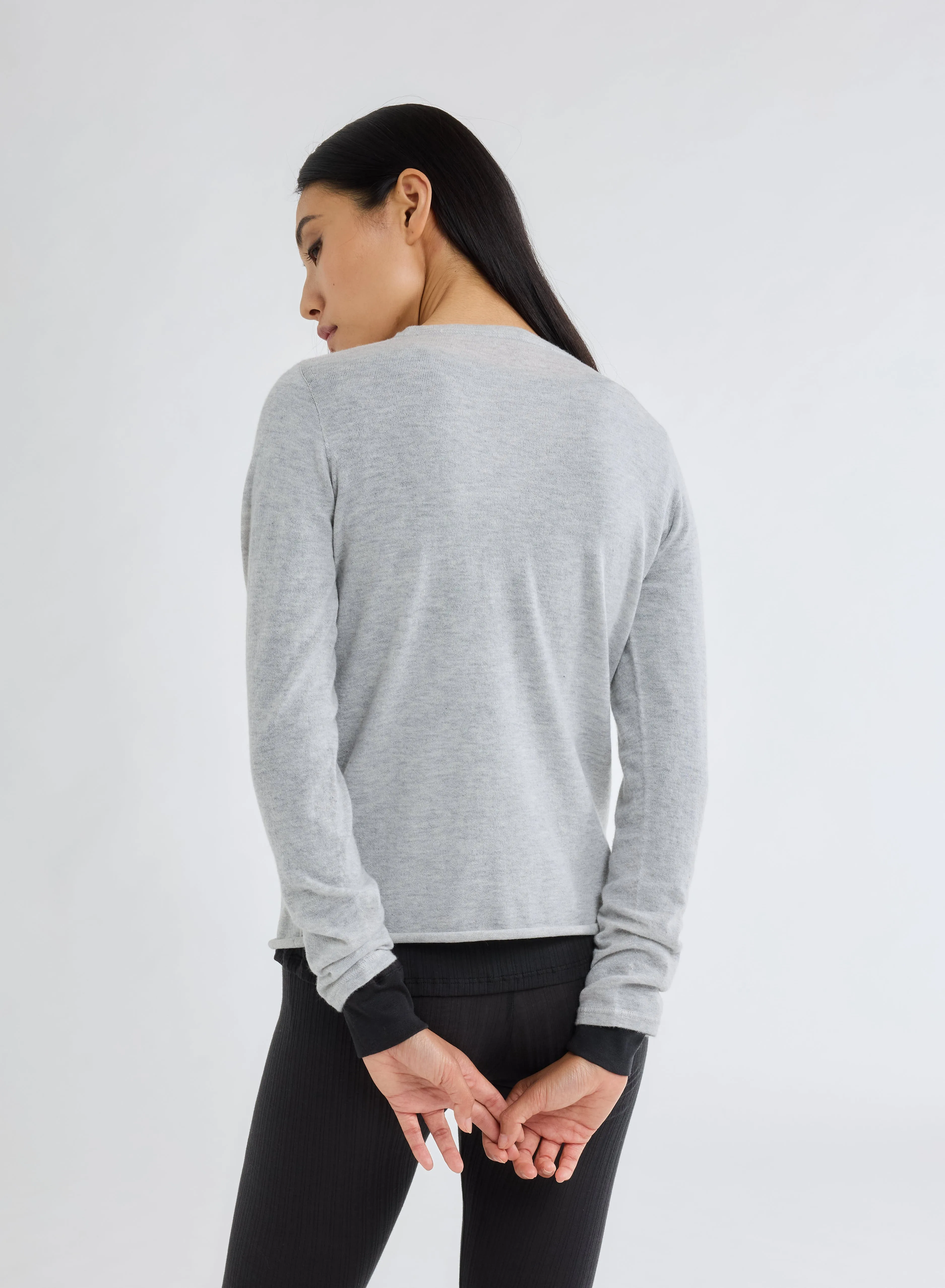 100% Machine Washable Cashmere Long Sleeve Crewneck T-Shirt