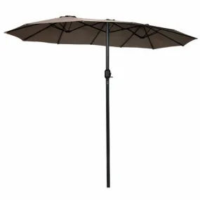 15 Feet Double-Sided Outdoor Patio Umbrella with Crank without Base-Tan