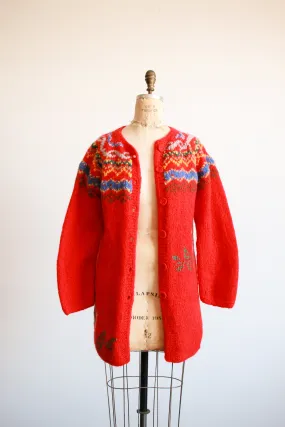 1960s Cherry Red Swiss Knit Sweater