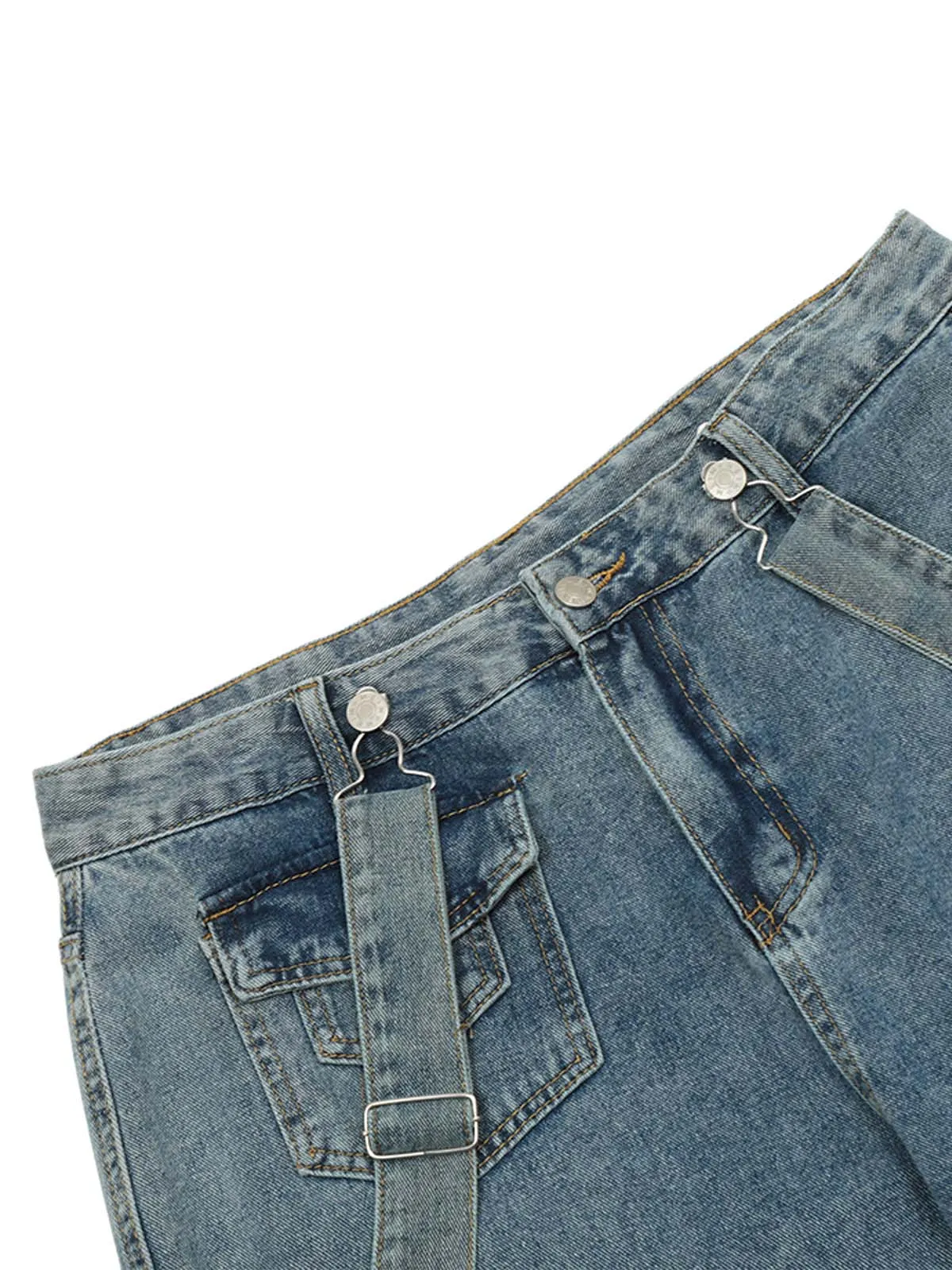 1984 Retro Detachable Strap Multi-Pocket Jeans