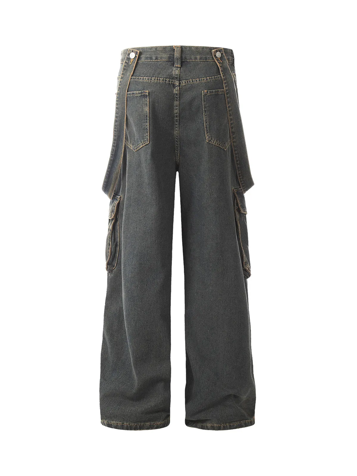 1984 Retro Detachable Strap Multi-Pocket Jeans