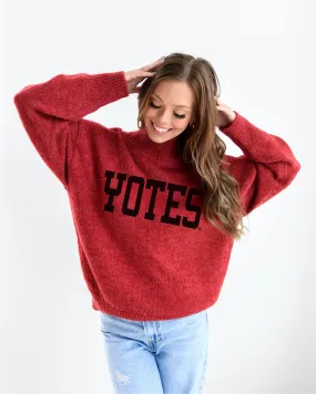 2024 Gameday Social Red Turtleneck Sweater with YOTES