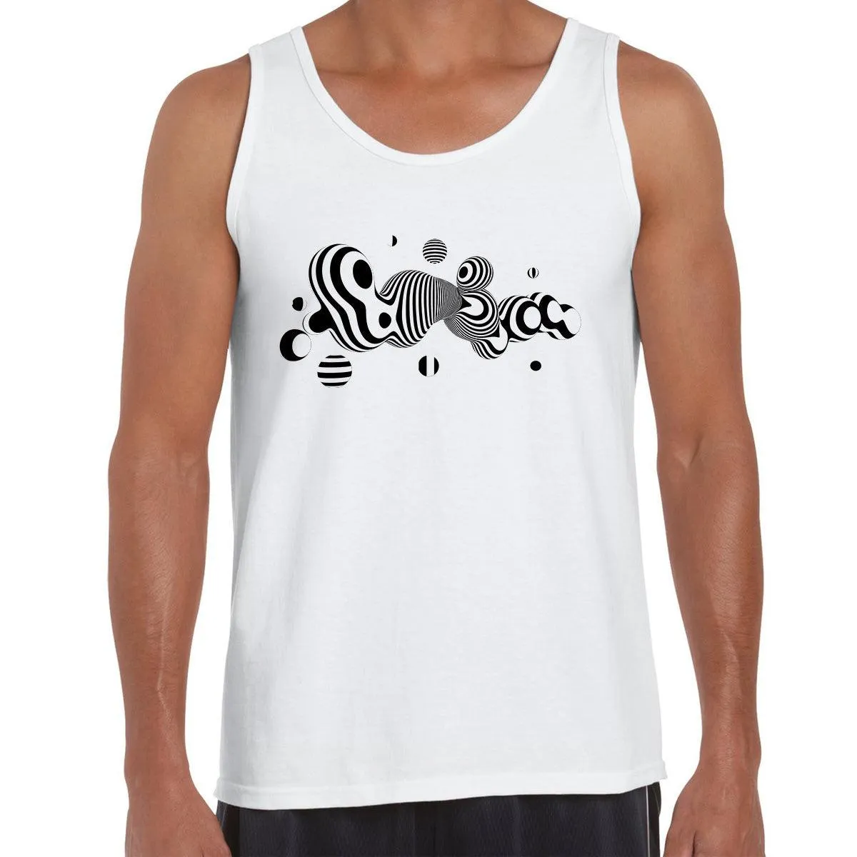 3D Fluid Steel Black & White Ball Unique Design Tank Top