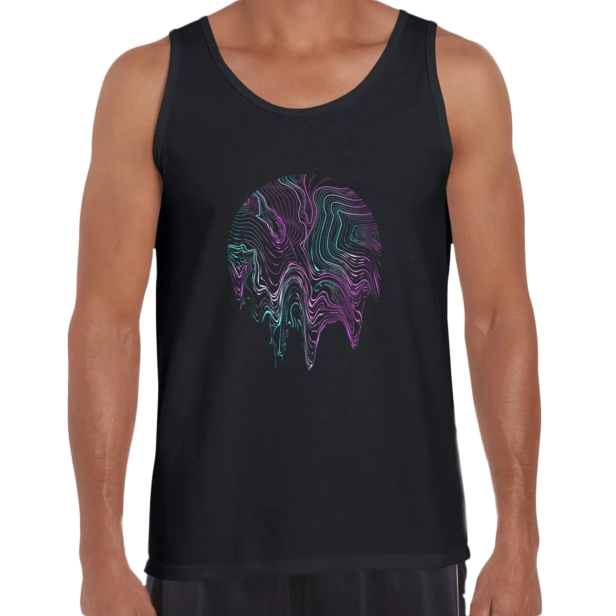 3D Tank Top Vaporwave abstract liquid Fluid Sphere Surreal Unique Design