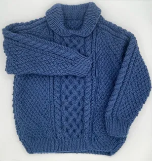 4 Y Royal Blue Acrylic Aran Knit Pullover