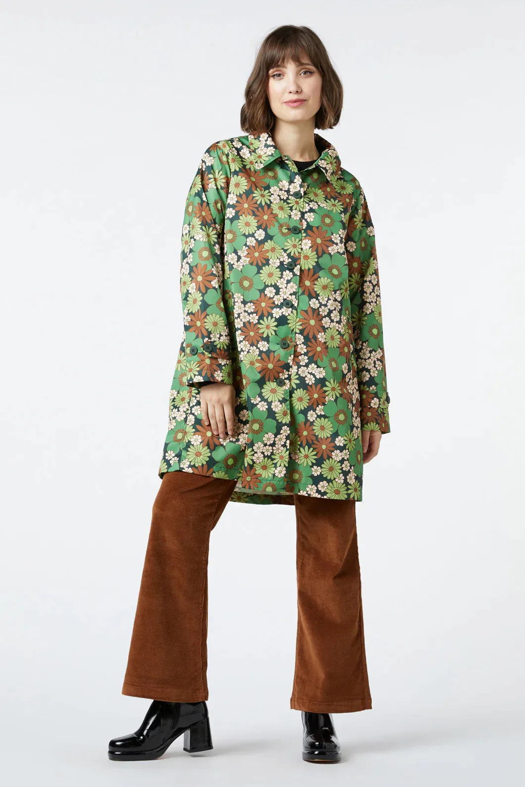 60s Swing Flower Raincoat