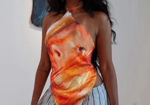 A&A Abstract Print Halter Tank Top