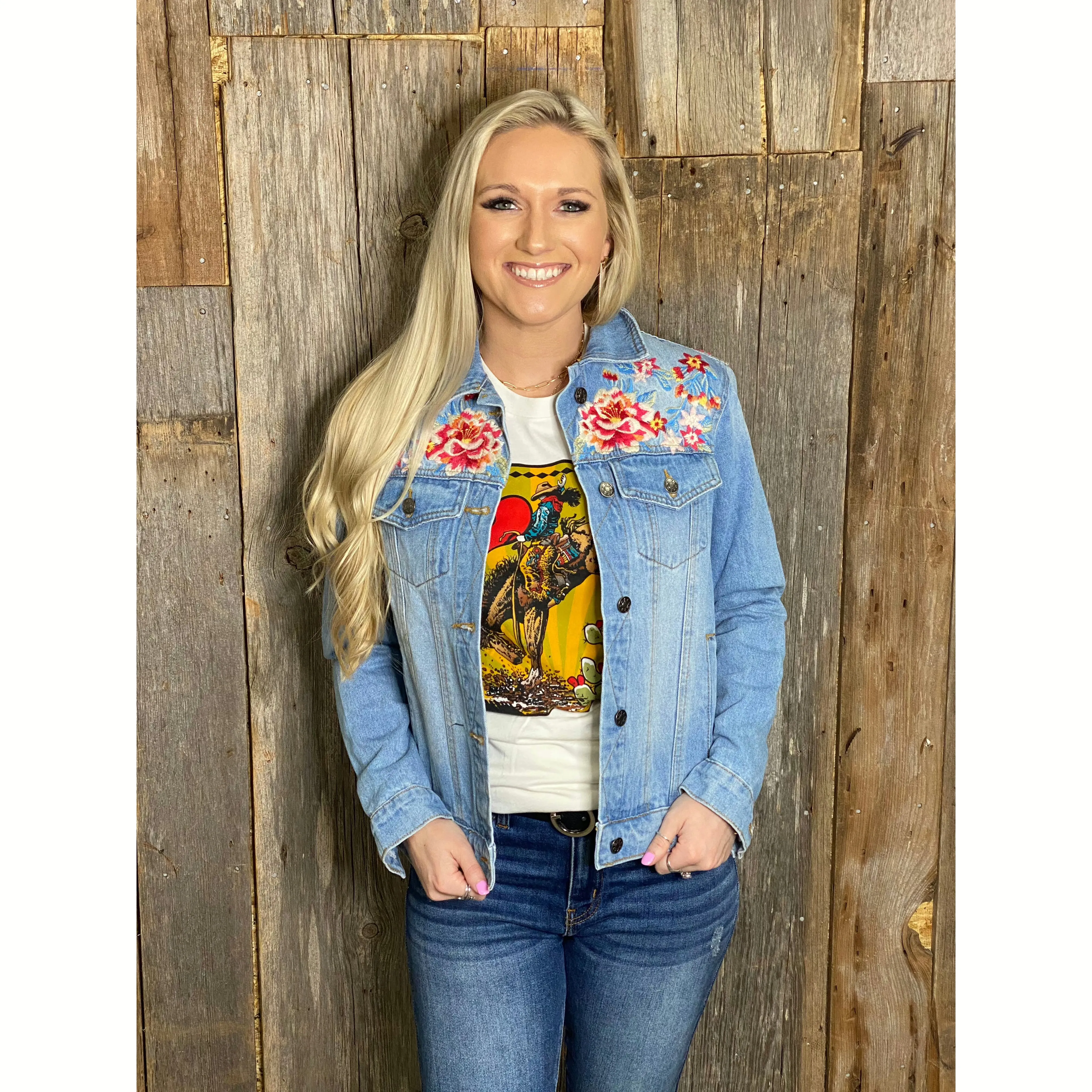 Abigail Floral Embroidered Denim Jacket