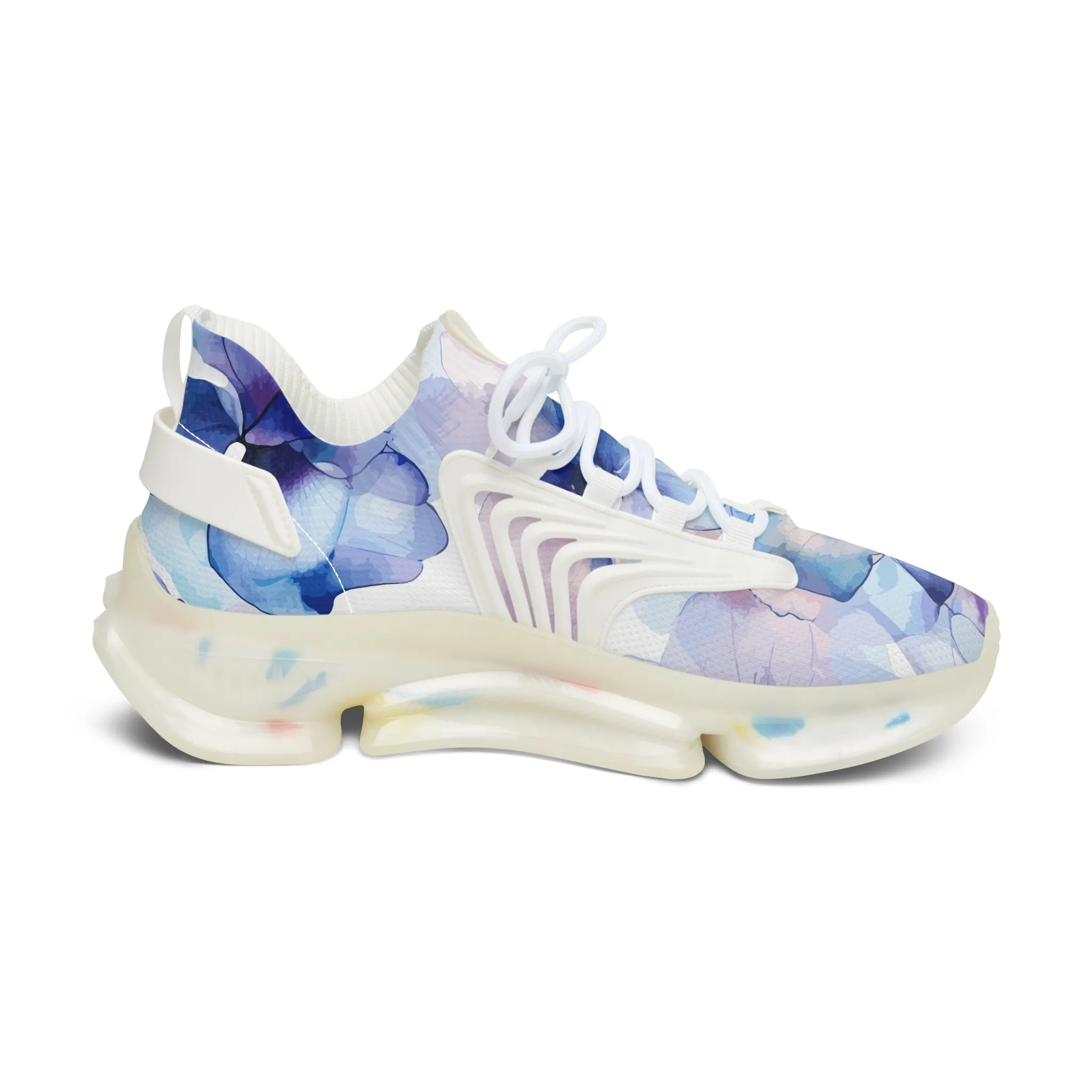 Abstract Blue Flowers Women's Mesh Sneakers