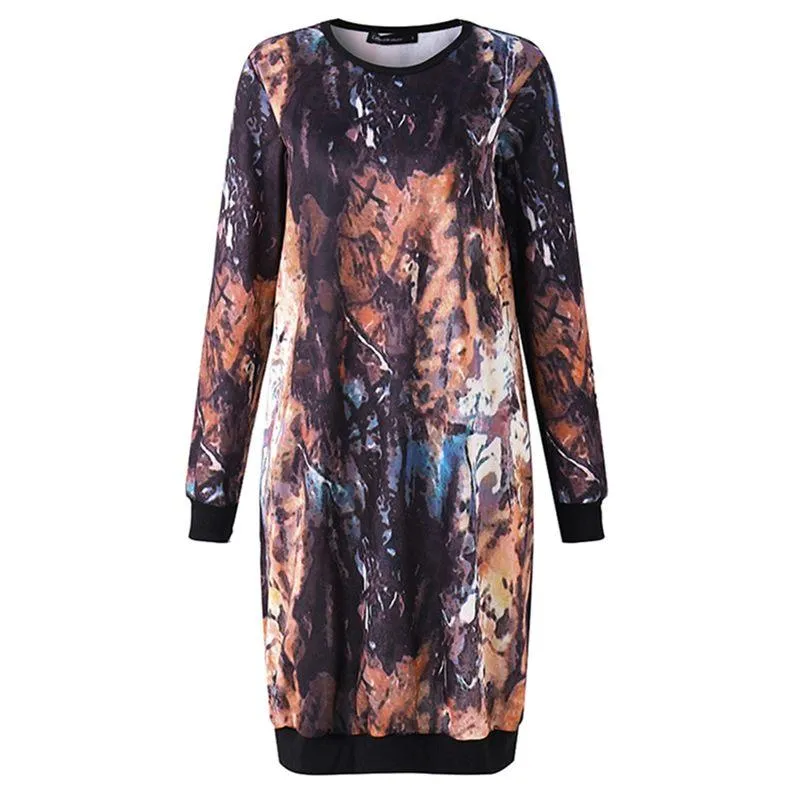 Abstract Nature Plus Size Sweater Dress