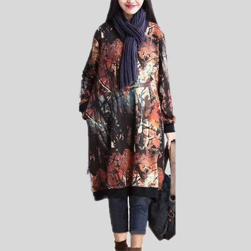 Abstract Nature Plus Size Sweater Dress