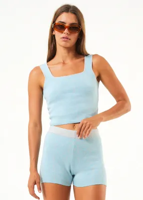 AFENDS Womens Samia - Knit Cropped Top - Sky Blue