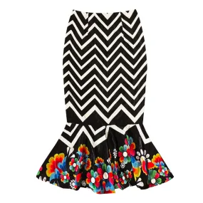 AGUSTINA - PRINTED SATIN TRADITIONAL GODET SKIRT