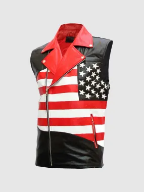 American Flag Leather Vest