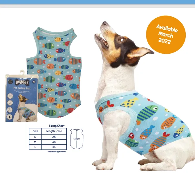 Animate - Pet Cooling Vest - Fish - Med -  38cm (Chest: 55cm, Neck: 35cm)