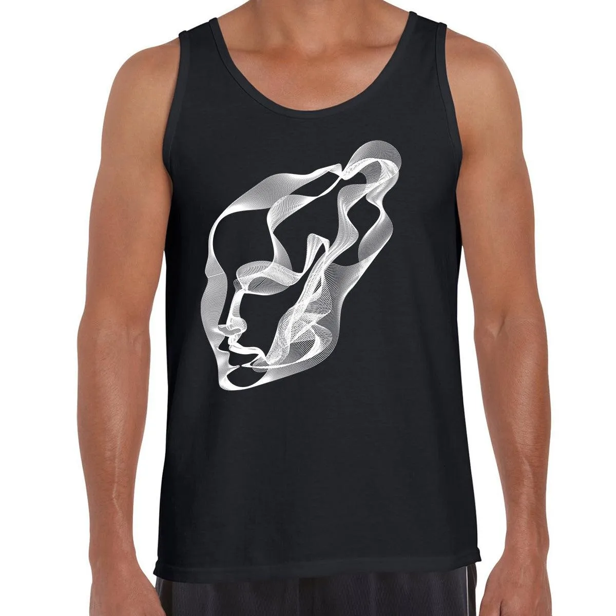 Artificial Intelligence Human Head Surreal Portrait Black & White Tank Top