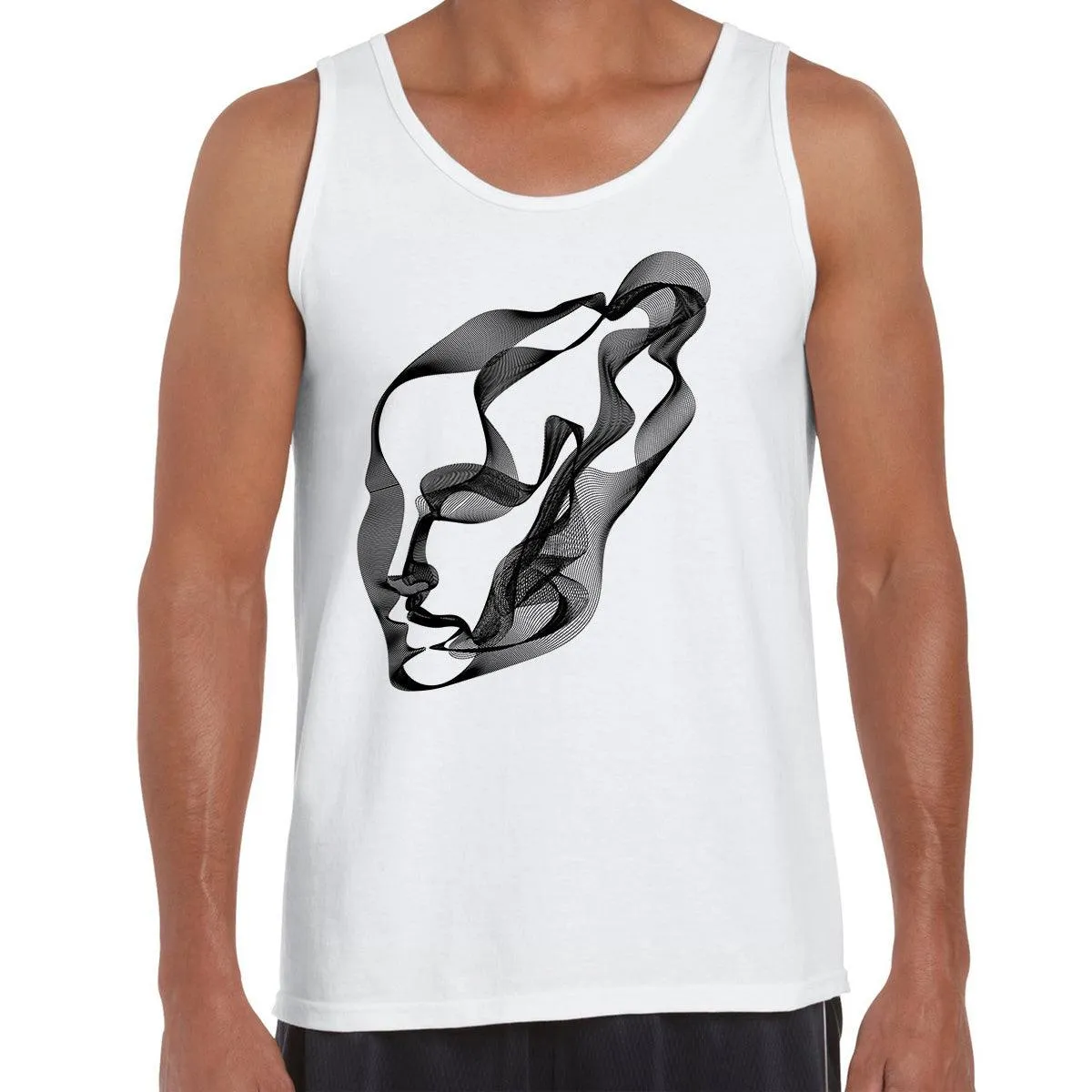 Artificial Intelligence Human Head Surreal Portrait Black & White Tank Top