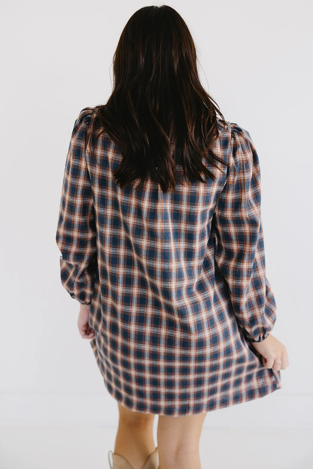 Ayden Mini Dress - Navy Plaid