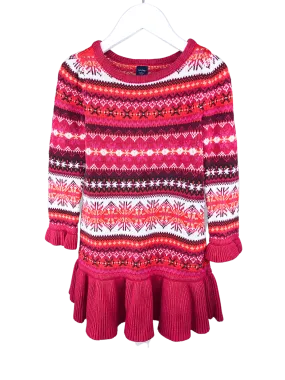 Baby Gap, Girls' Fairisle Sweater Dress, Fuchsia, Size 3