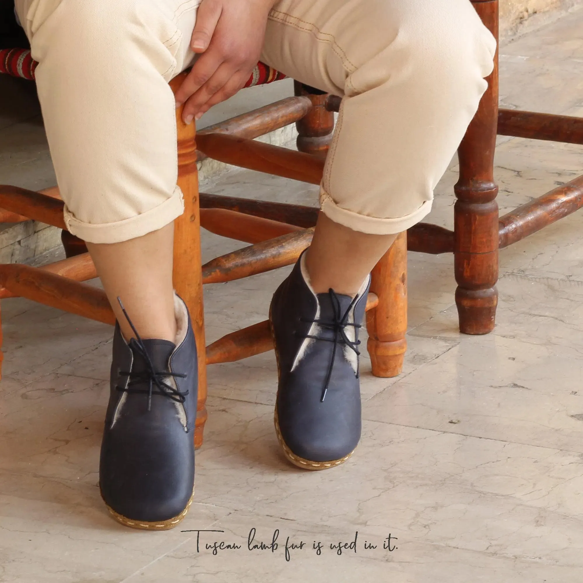 Barefoot Grounding Ankle Boots Navy Blue Women