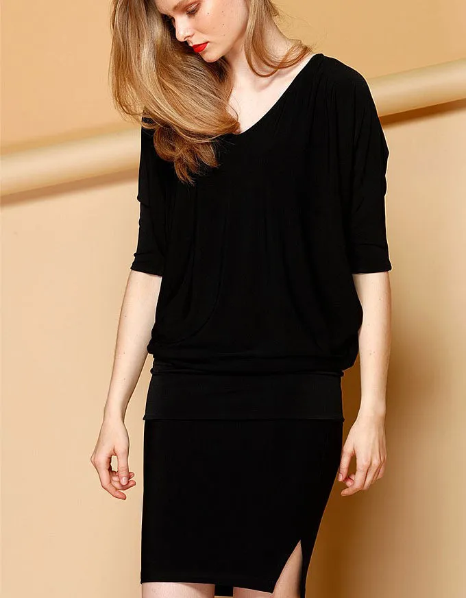 Batwing Reversible Dress Black