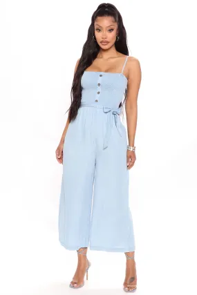 Beach Trips Tencel Jumpsuit - Light Blue