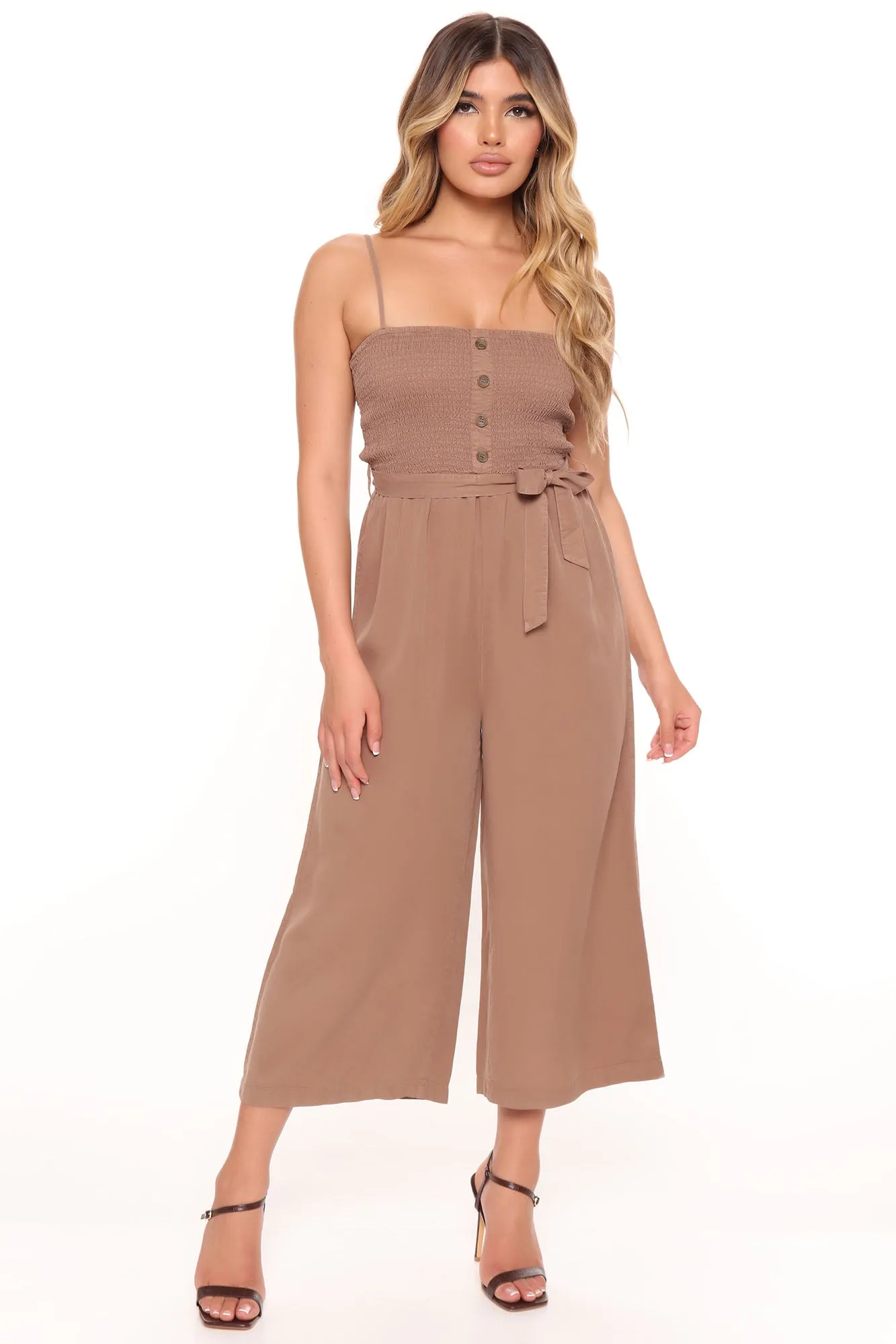 Beach Trips Tencel Jumpsuit - Mocha