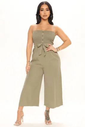 Beach Trips Tencel Jumpsuit - Olive