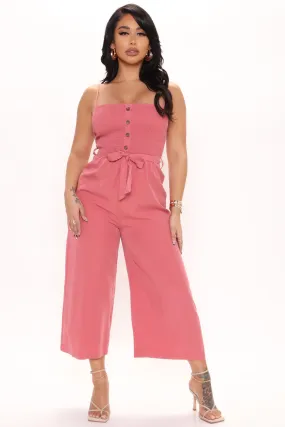 Beach Trips Tencel Jumpsuit - Pink