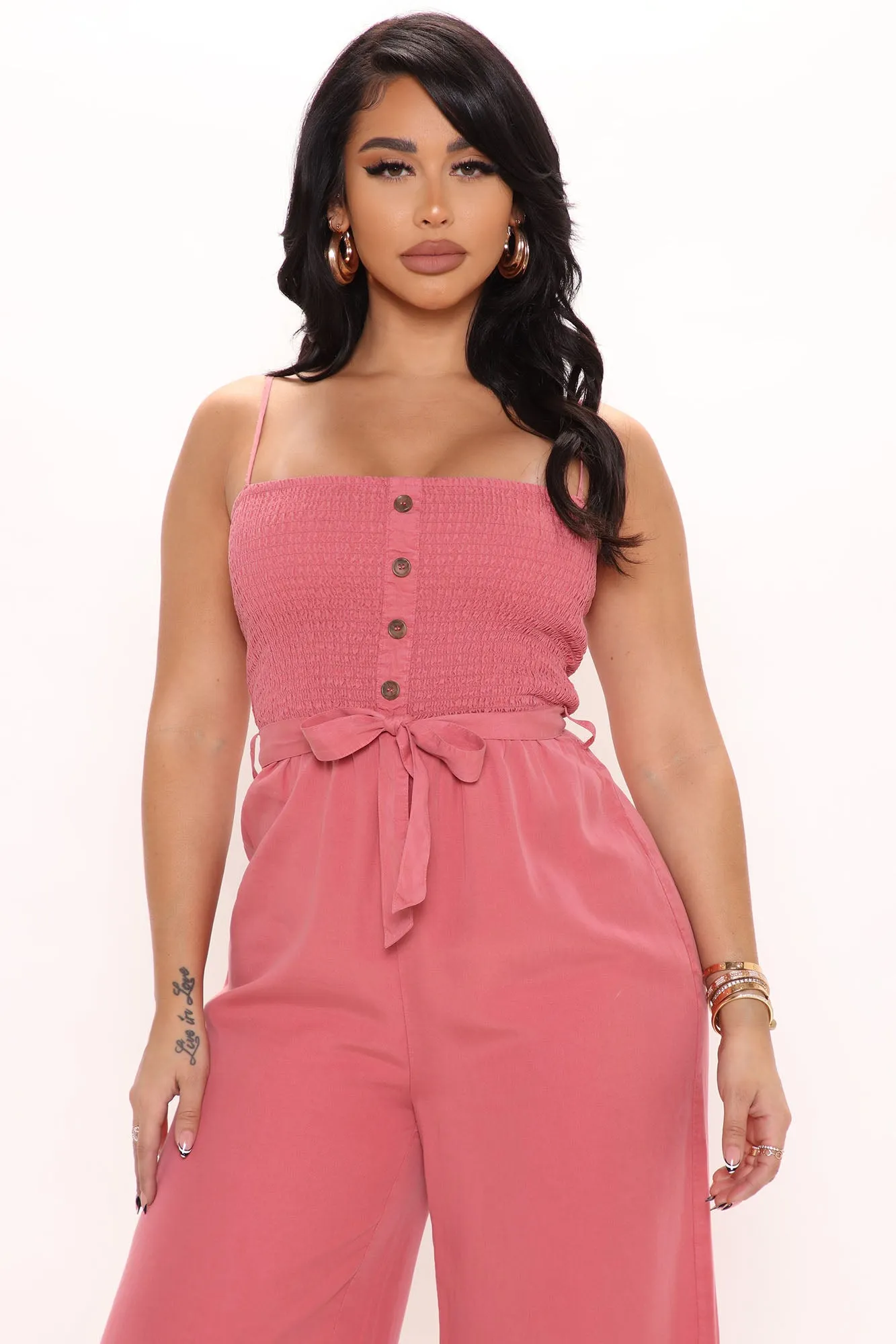 Beach Trips Tencel Jumpsuit - Pink