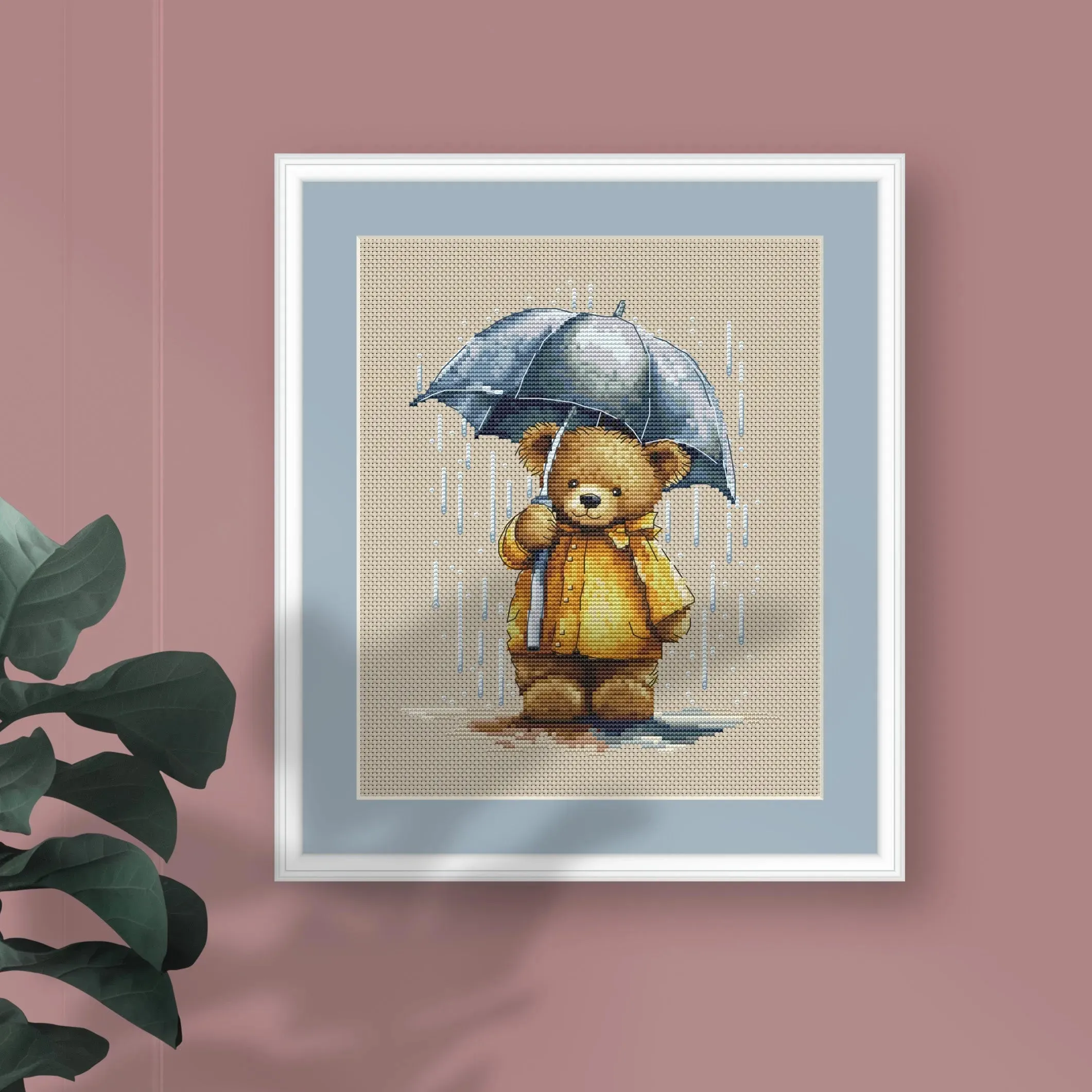 Bear with an Umbrella - PDF Cross Stitch Pattern