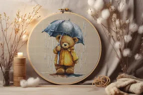 Bear with an Umbrella - PDF Cross Stitch Pattern