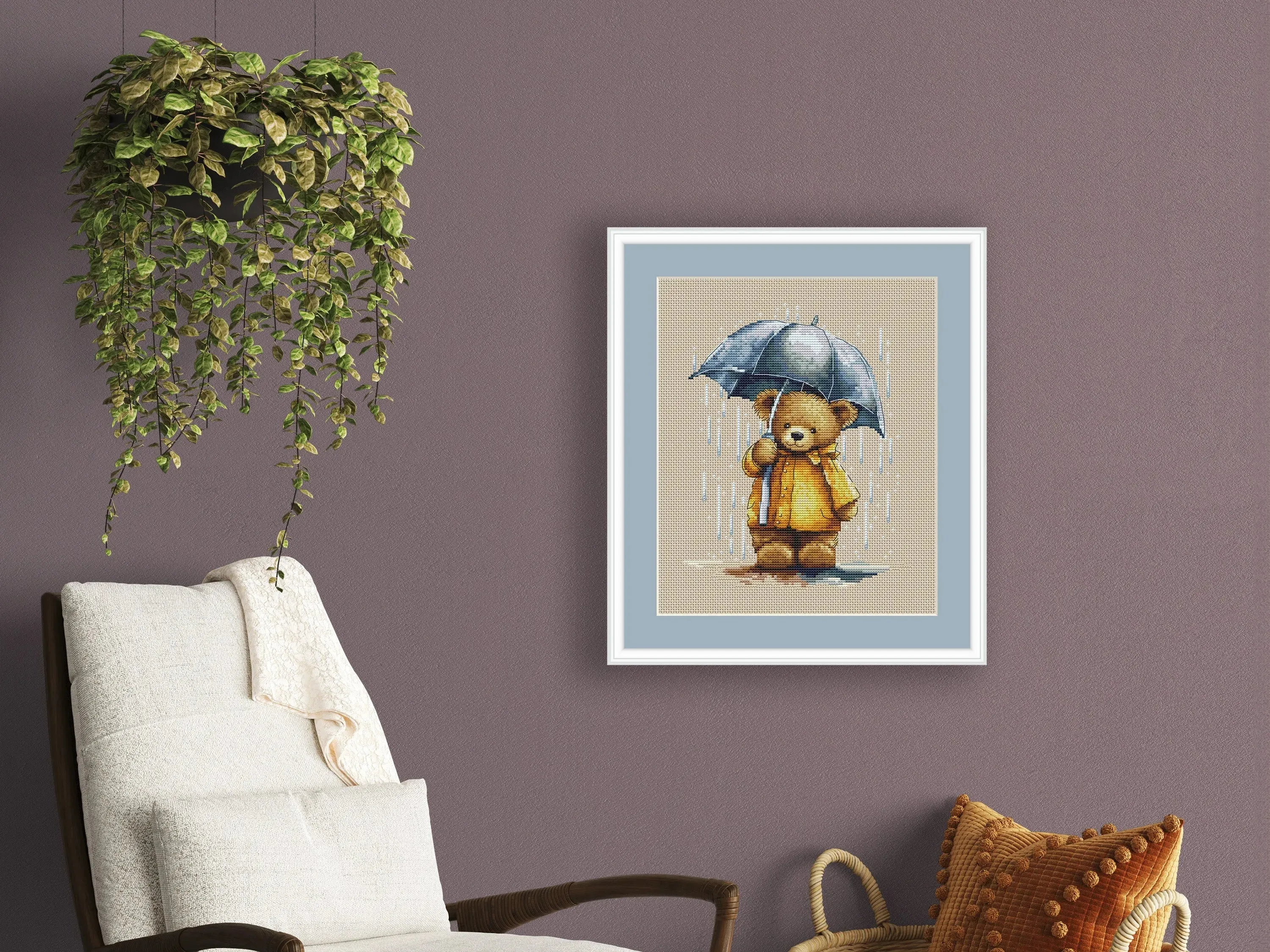 Bear with an Umbrella - PDF Cross Stitch Pattern