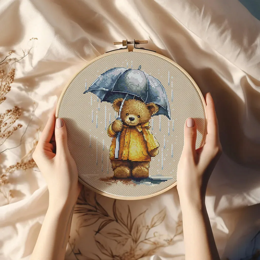 Bear with an Umbrella - PDF Cross Stitch Pattern