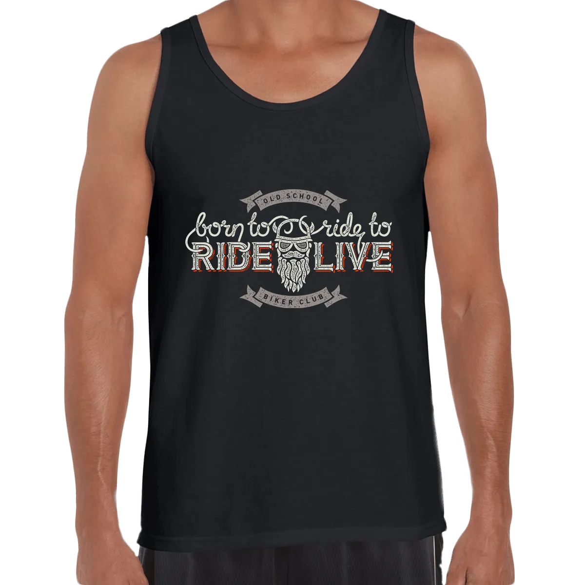 Beard Harley Biker Born to ride, ride to live Crew Neck T-shirt & Tank Top