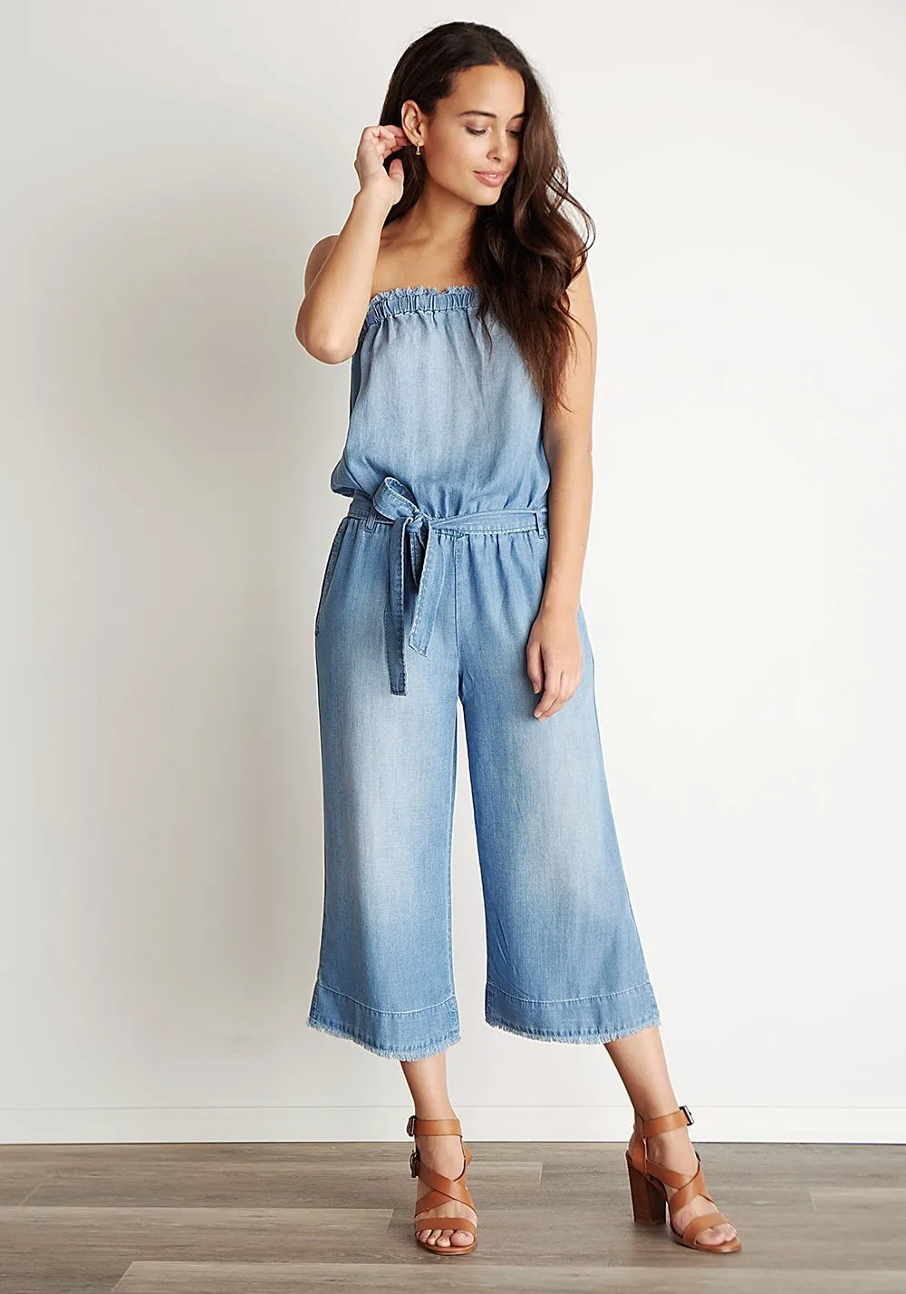 Bella Dahl - Strapless Frayed Jumpsuit Ombre Wash