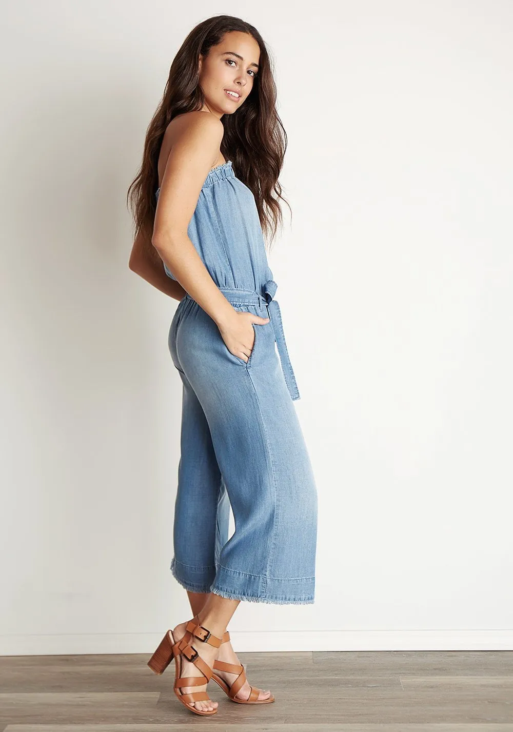 Bella Dahl - Strapless Frayed Jumpsuit Ombre Wash