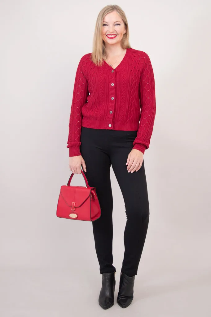 Bena Cardigan, Red, Cotton