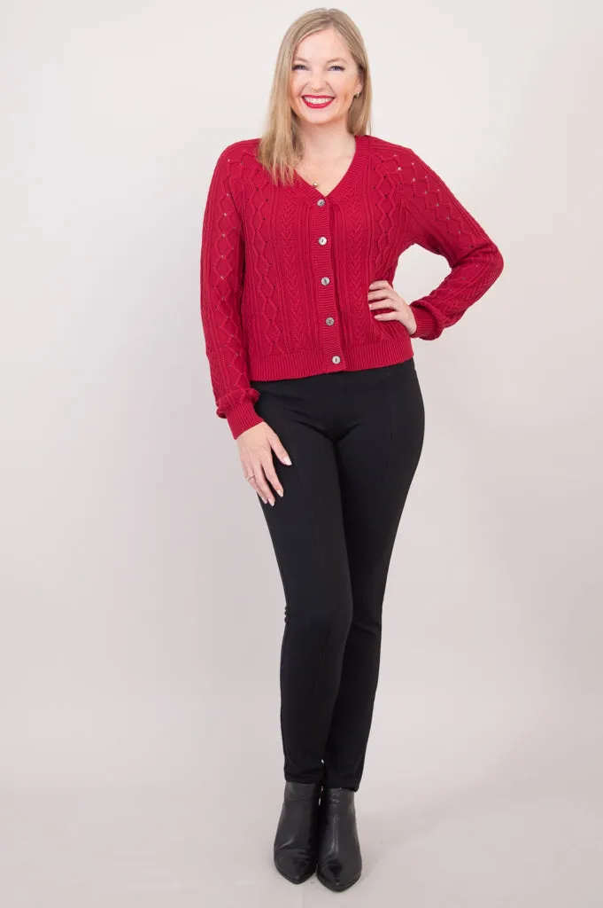 Bena Cardigan, Red, Cotton