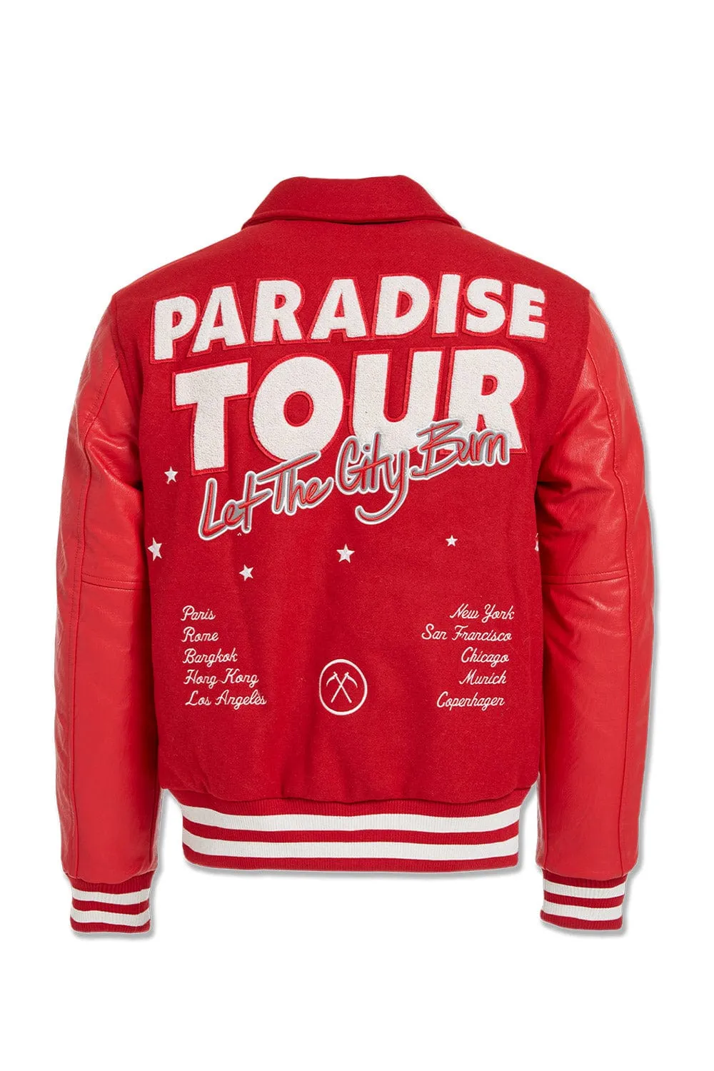 Big Men's Paradise Tour Varsity Jacket (Red)