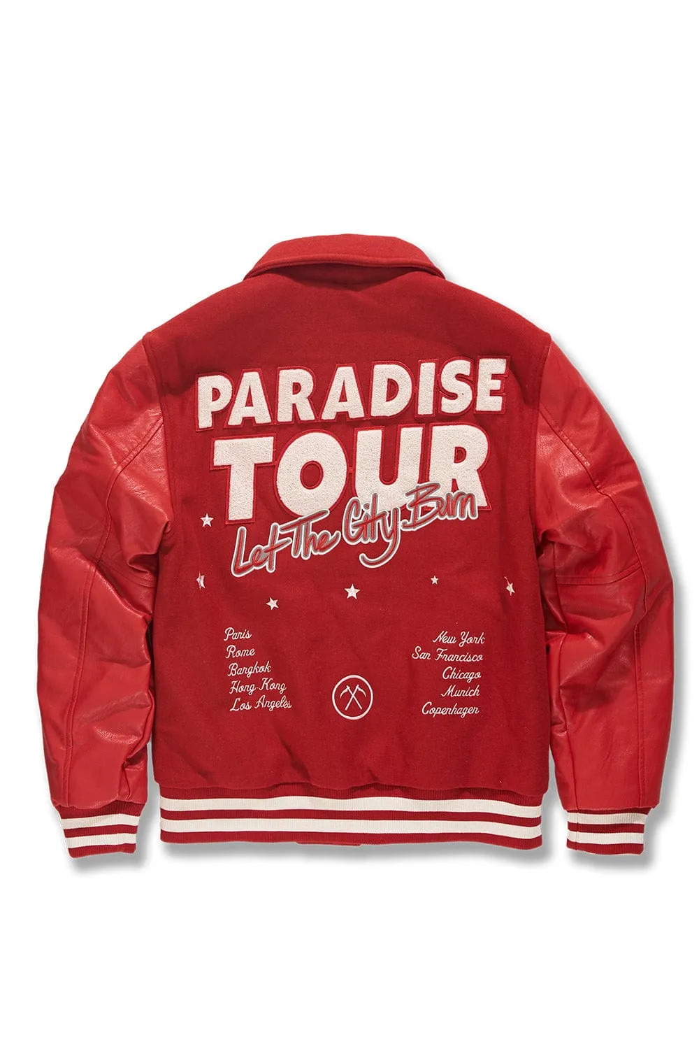 Big Men's Paradise Tour Varsity Jacket (Red)