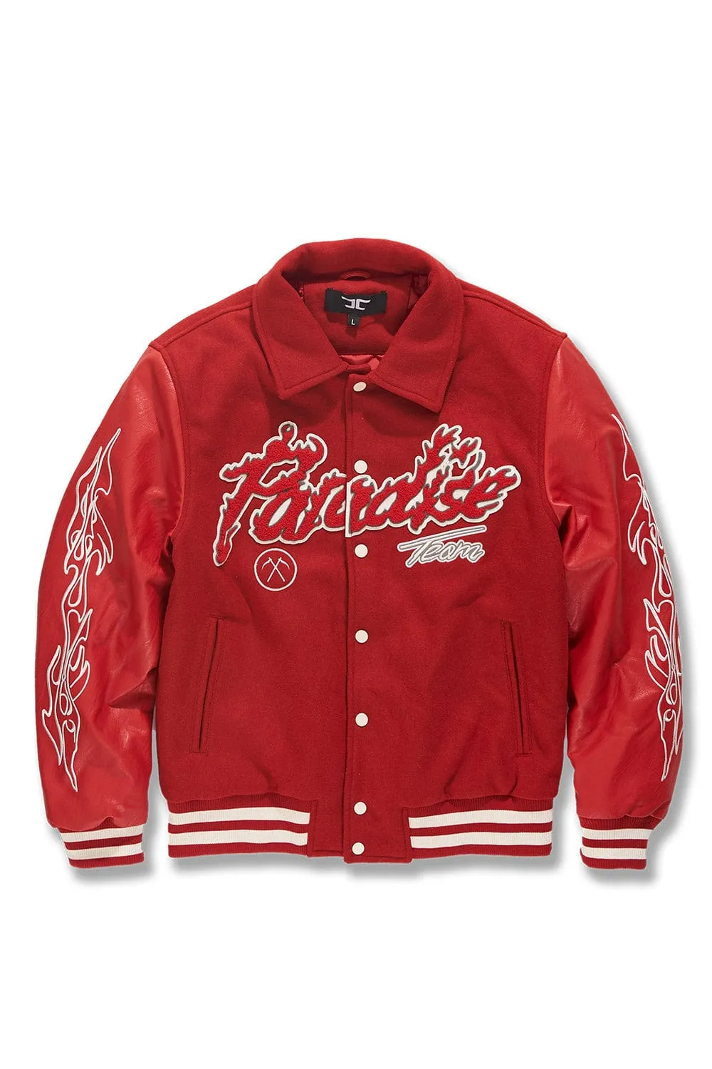 Big Men's Paradise Tour Varsity Jacket (Red)