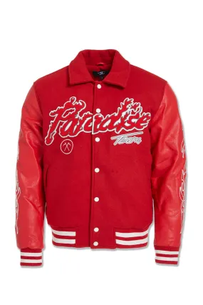 Big Men's Paradise Tour Varsity Jacket (Red)