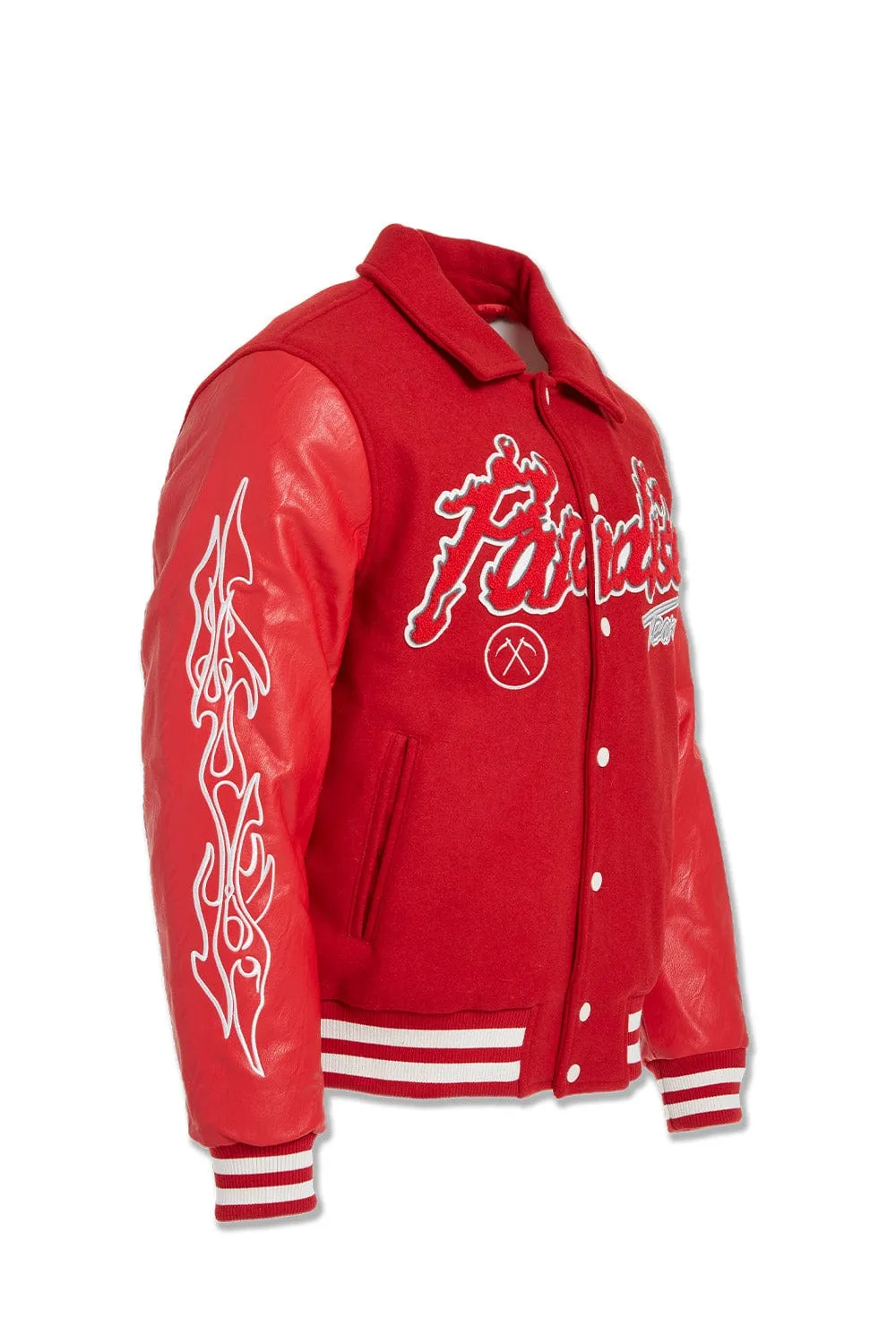 Big Men's Paradise Tour Varsity Jacket (Red)