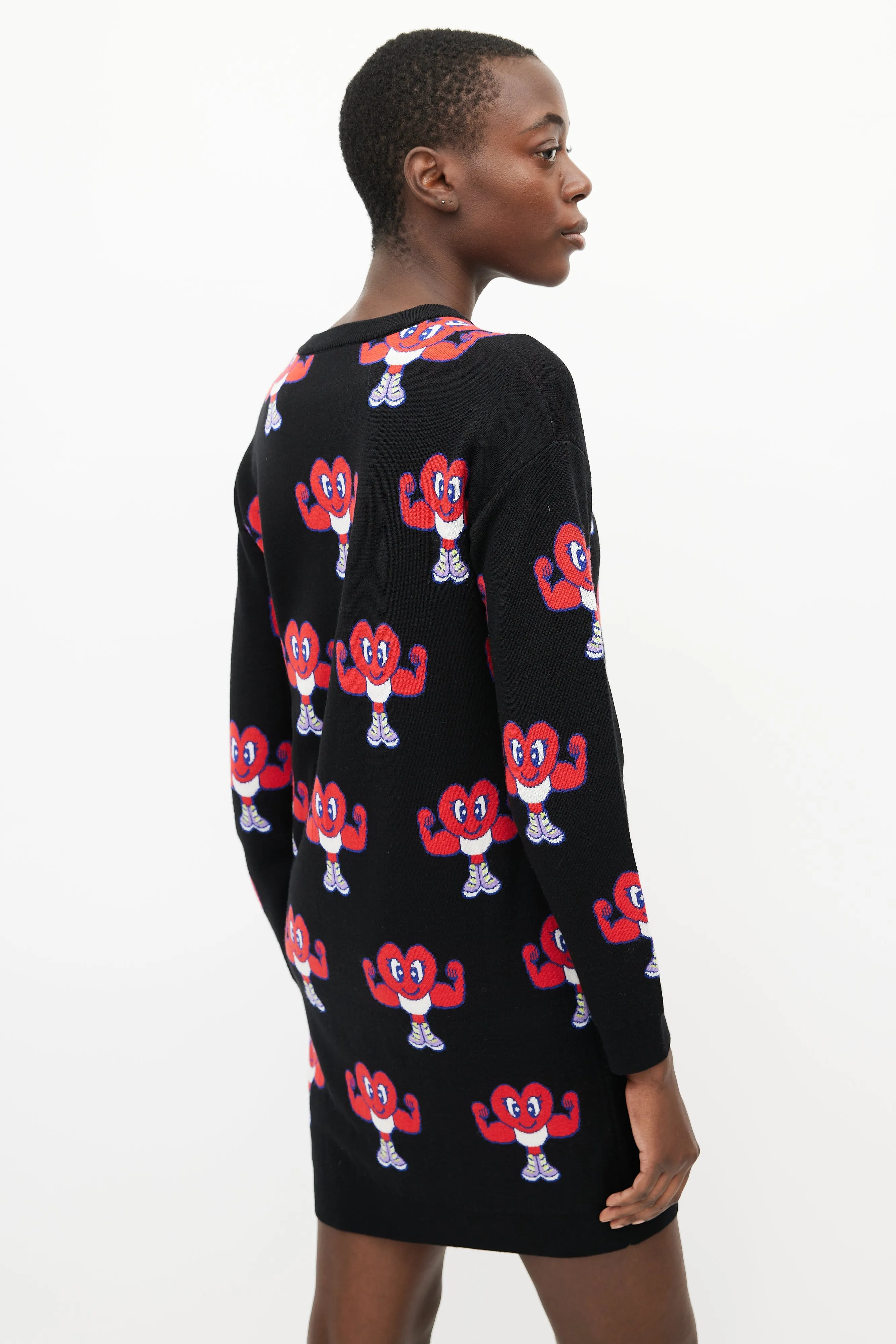 Black & Red Muscle Heart Sweater Dress