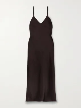 Black satin midi dress