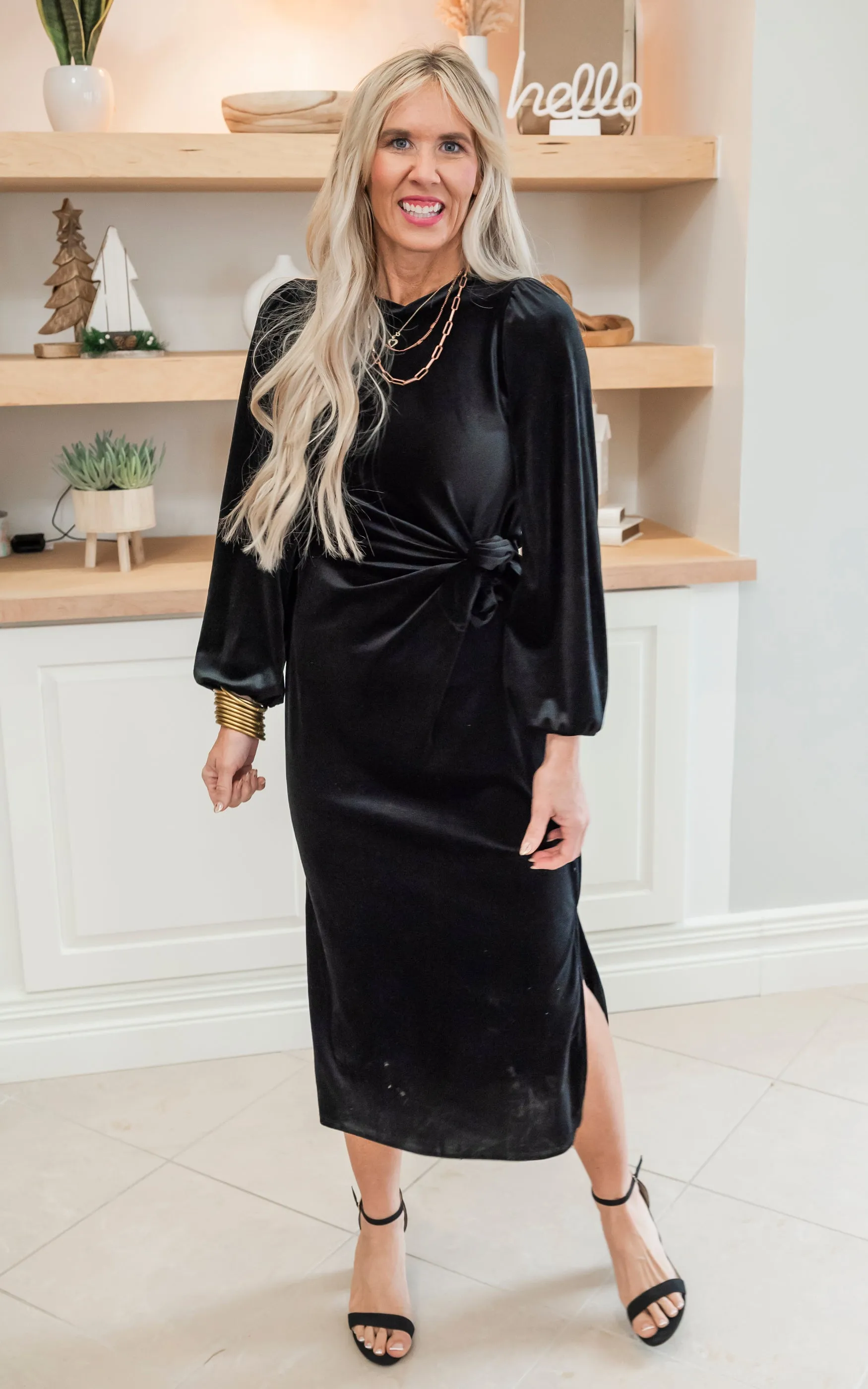 Black Velvet Knot Dress - Final Sale