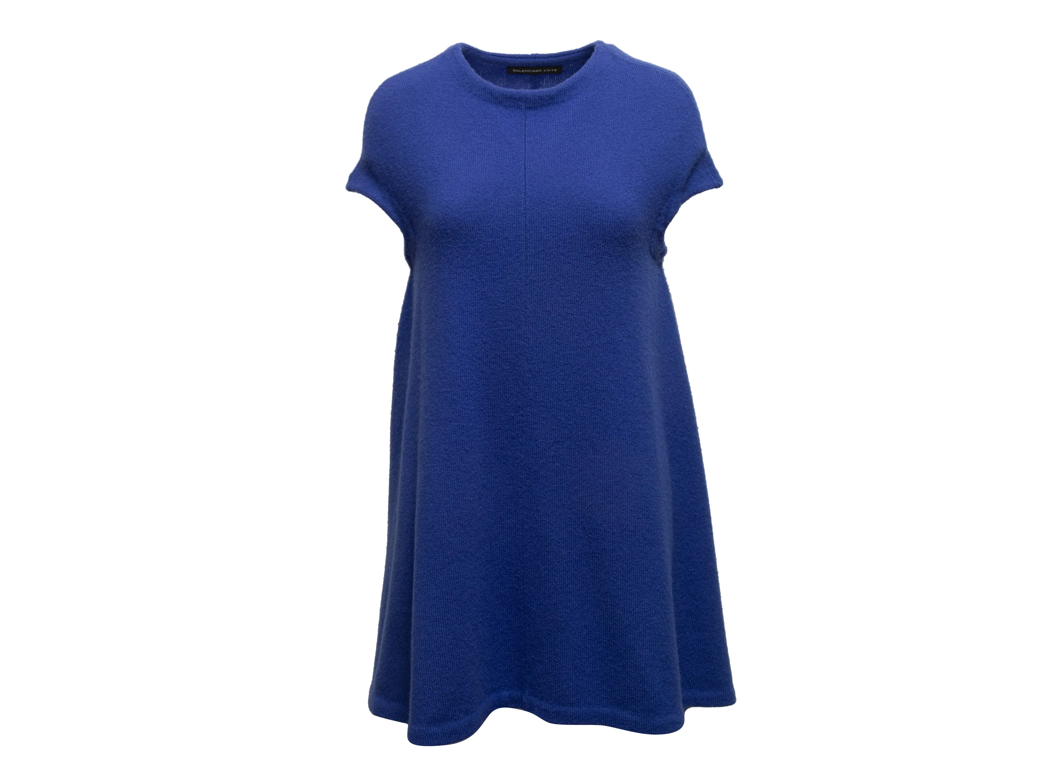 Blue Balenciaga Wool Knit Mini Dress Size EU 36