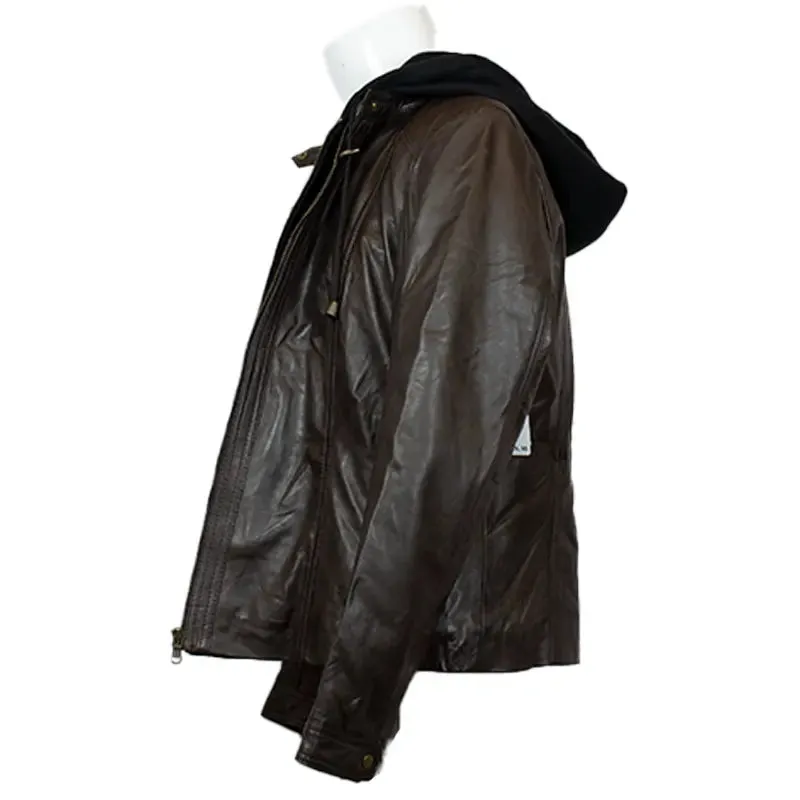 BOL Women's Detachable Hooded Leather Jacket