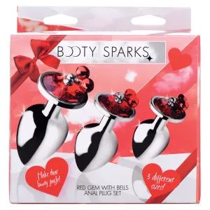 Booty Sparks Red Gem w/Bells Anal Plug Set